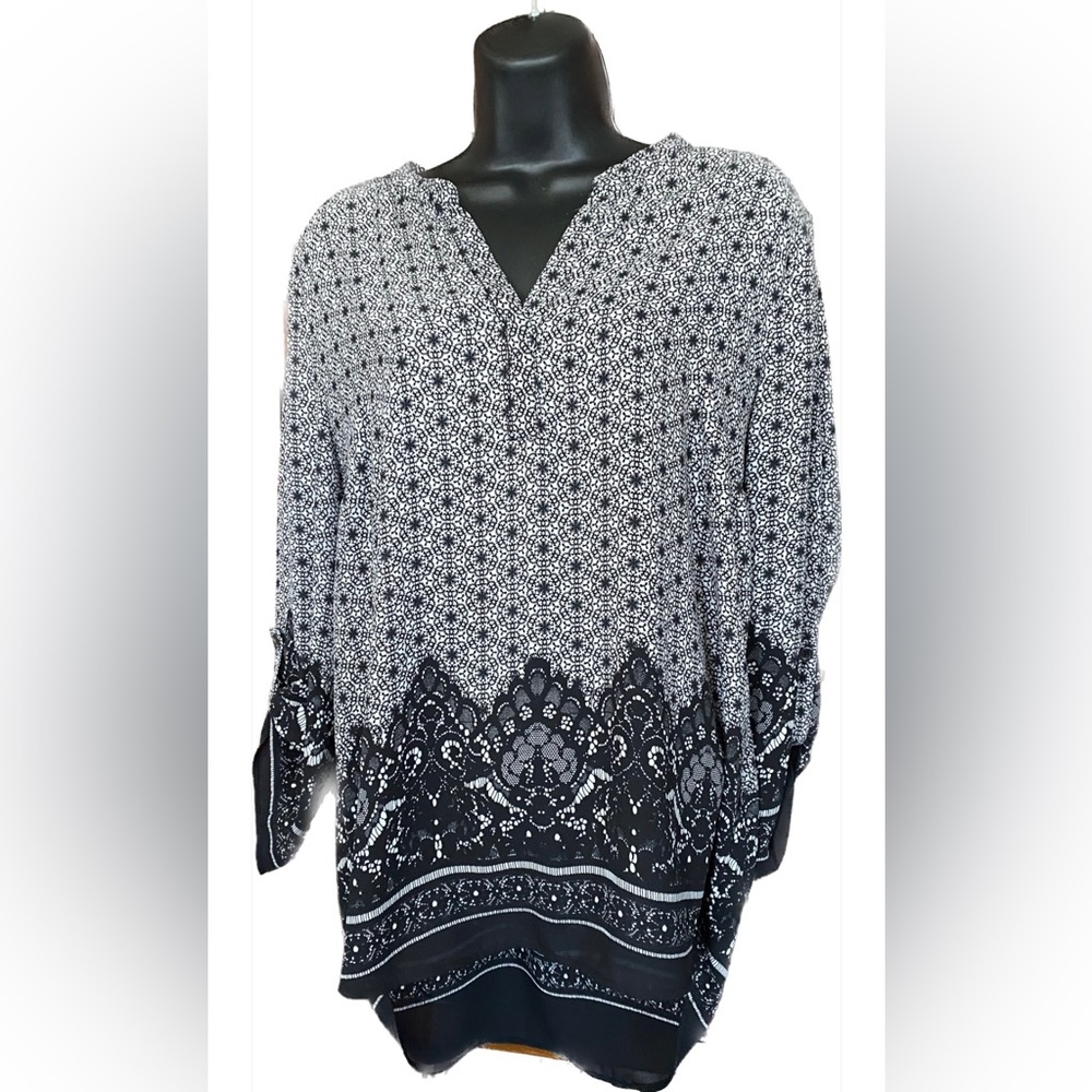 D2 BLK/CREM TUNIC, L Spring Sale